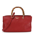 Pebbled Calfskin Medium Bamboo Shopper Tote Red