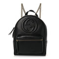Pebbled Calfskin Soho Chain Backpack Black