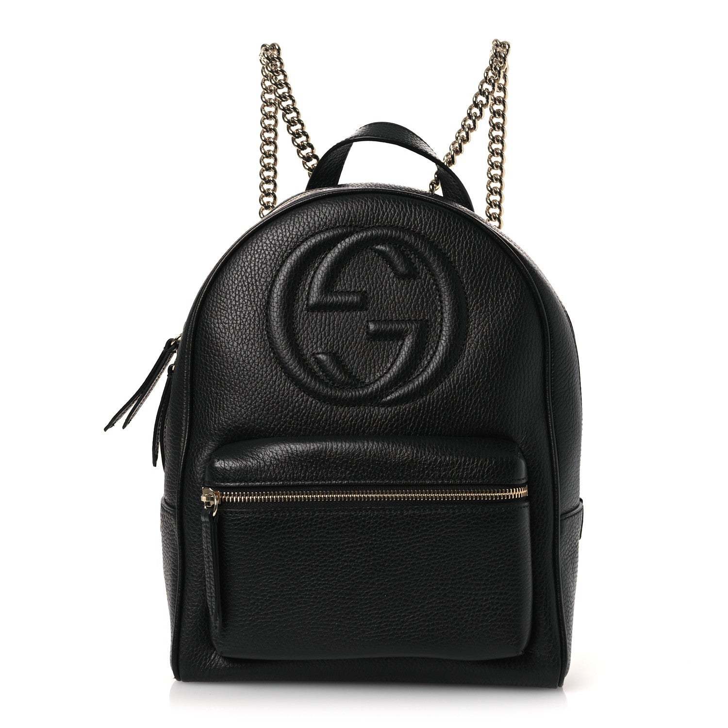 Pebbled Calfskin Soho Chain Backpack Black