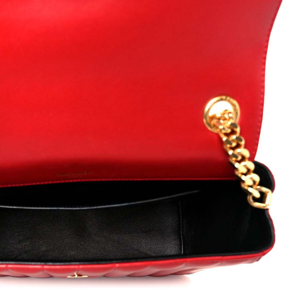 Lambskin Matelasse Monogram Large Vicky Chain Bag Rouge Eros