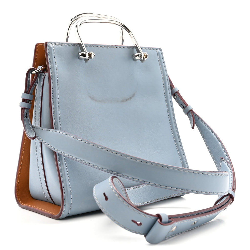 Calfskin The Short Story Shoulder Bag Blue Brown