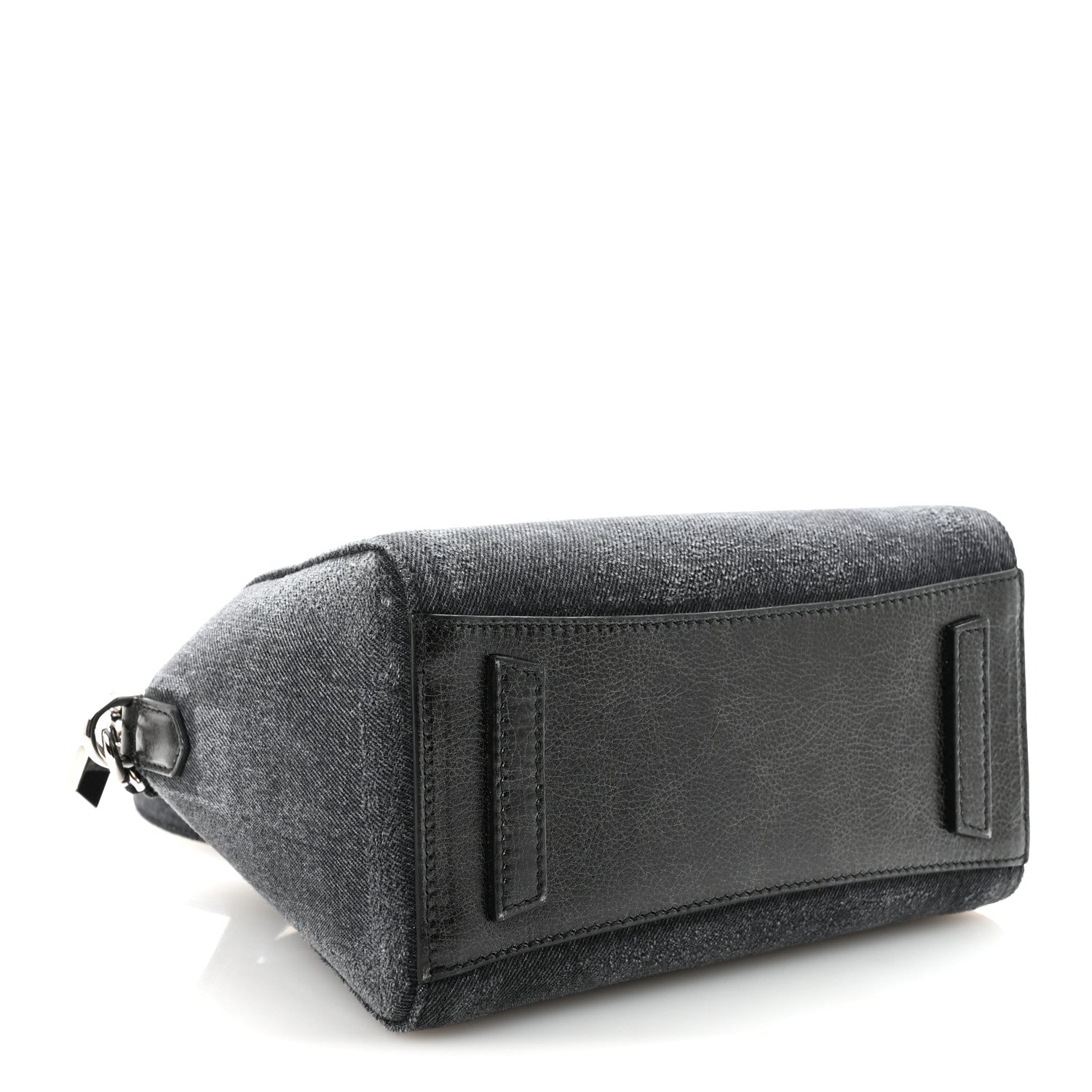 Washed Denim Mini Antigona Shoulder Bag Black
