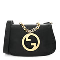 Roxy Calfskin Blondie Chain Shoulder Flap Bag Black