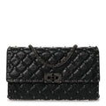 Craquele Nappa Rockstud Spike Wallet on Chain Black