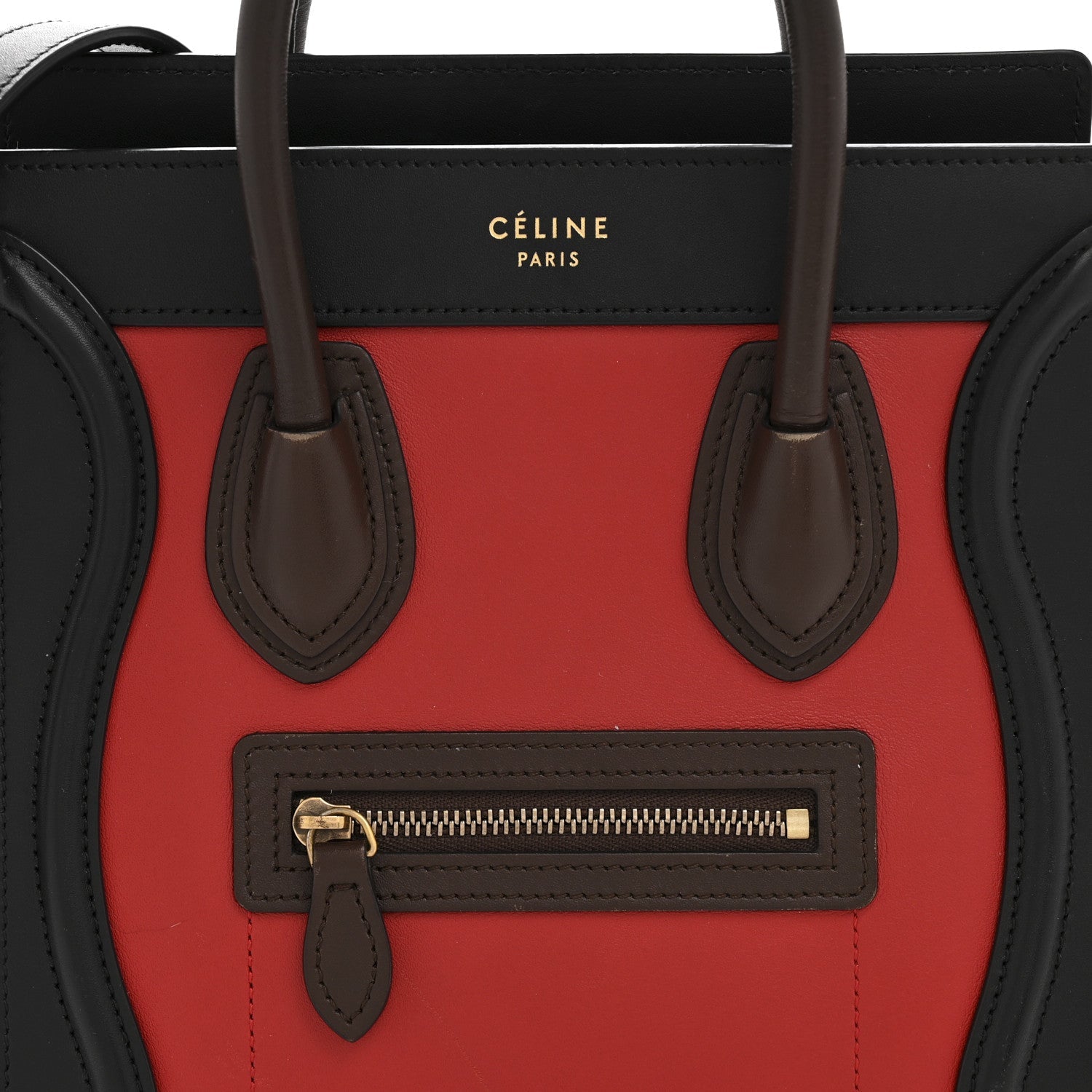 Smooth Calfskin Bullhide Nano Tri-Color Luggage Bright Red