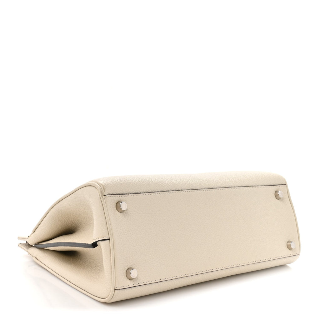 Grainy Calfskin Small Zumi Top Handle Bag Mystic White