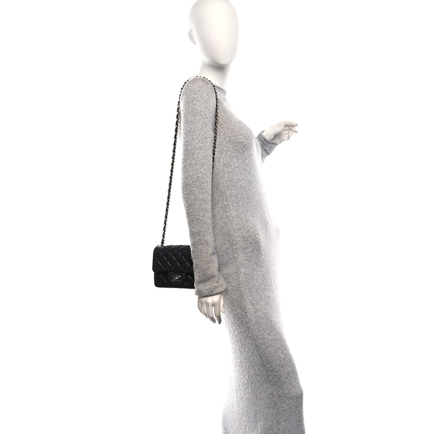 Caviar Quilted Mini Square Flap Black