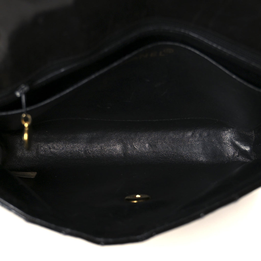 Patent Vertical Quilt Small Flap Black