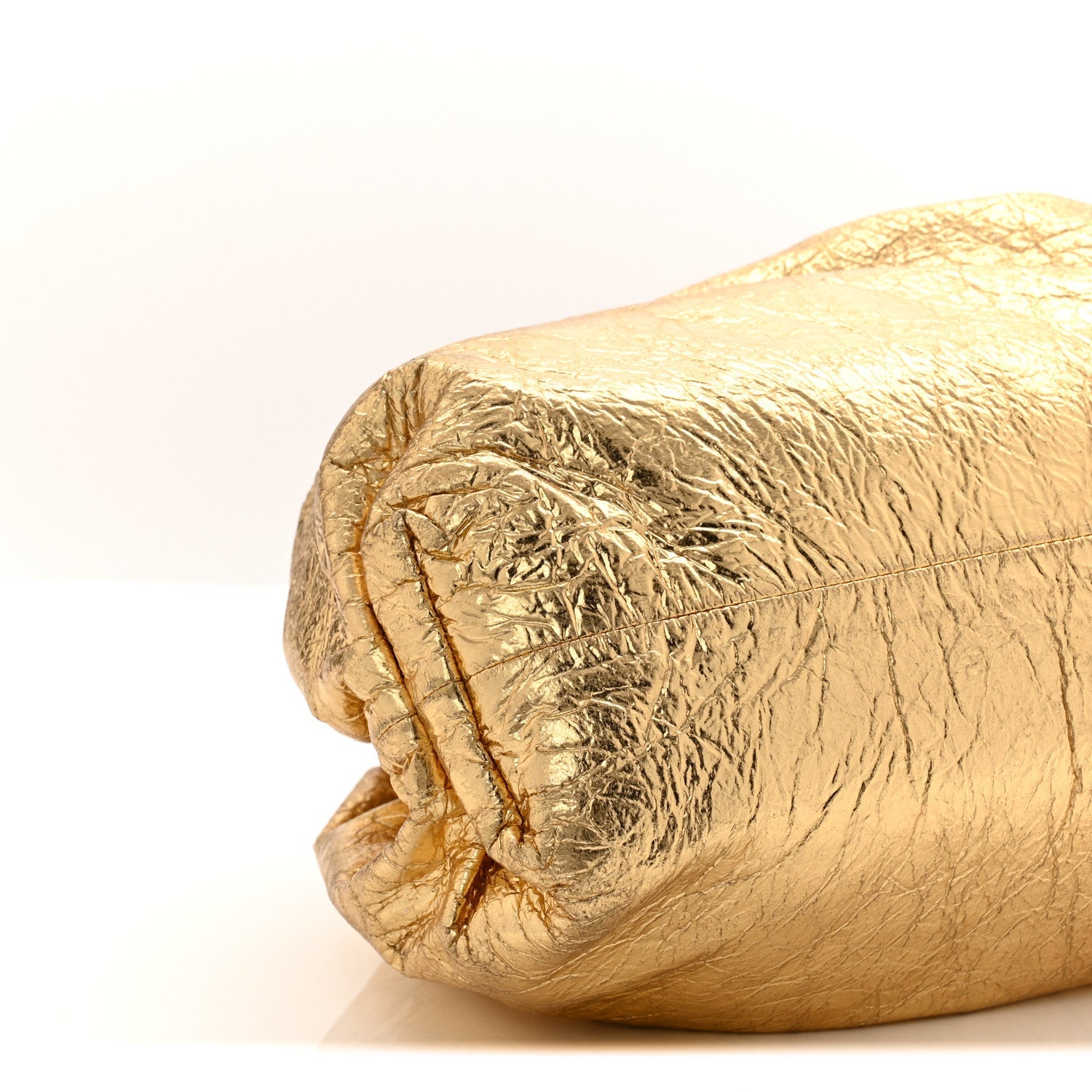 Metallic Crinkled Lambskin The Pouch Oversized Clutch Oro