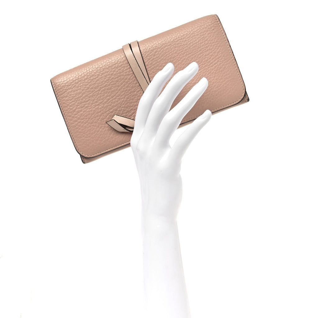 Calfskin Alphabet Long Wallet Blush Nude