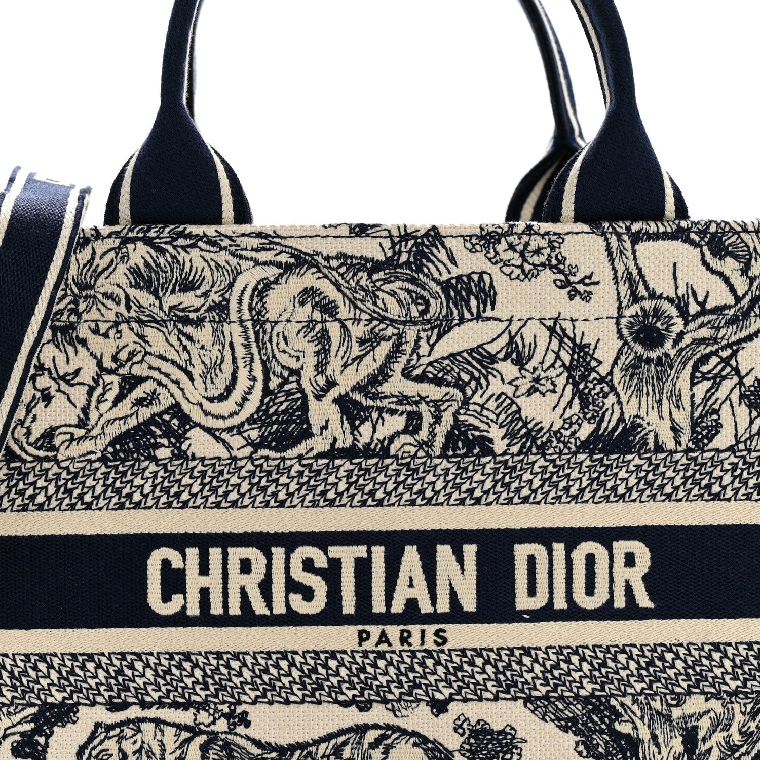 Calfskin Dioriviera Toile De Jouy Small Book Tote With Strap Blue Multicolor