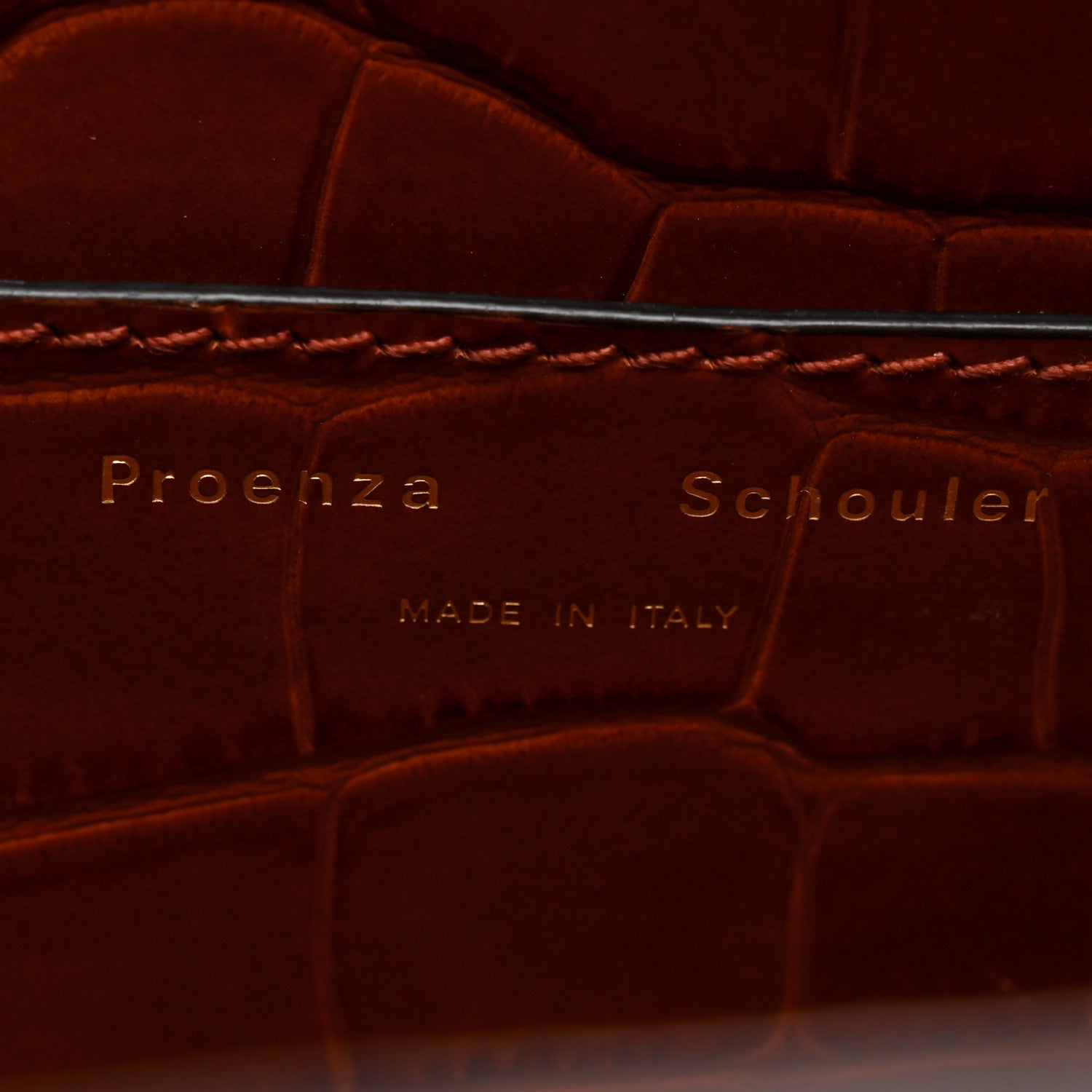Calfskin Crocodile Embossed Small Pipe Bag Chestnut
