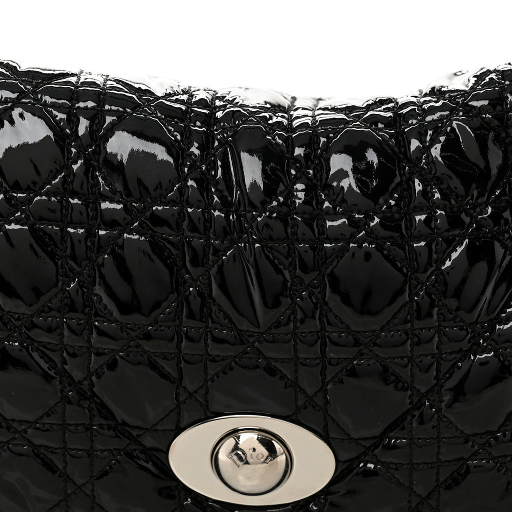 Patent Lambskin Cannage Rendezvous Flap Black