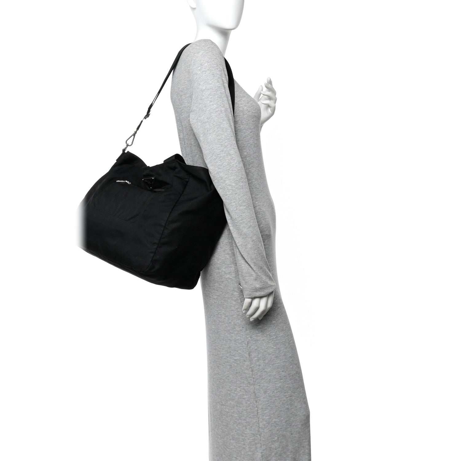 Tessuto Nylon Zip Convertible Tote Black