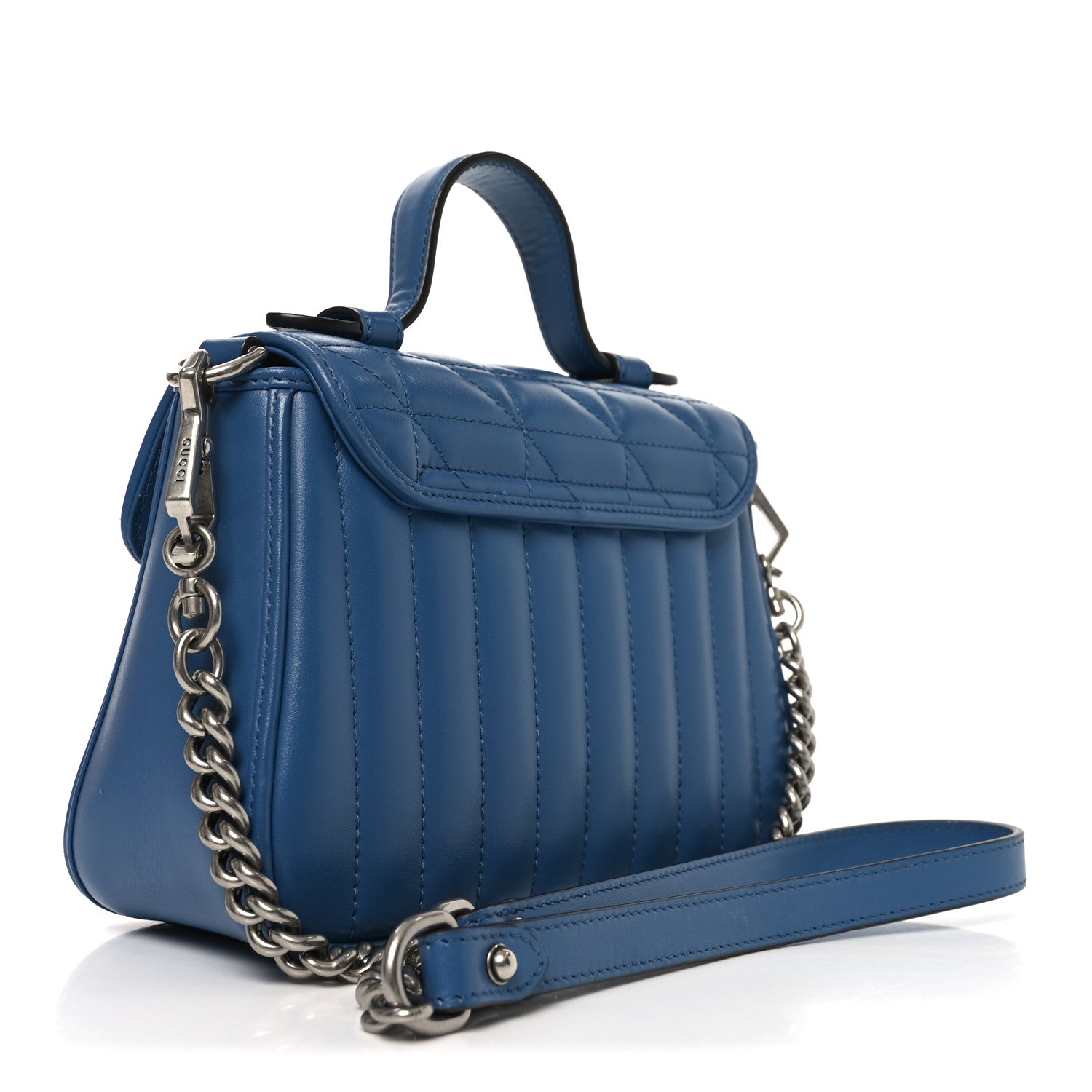 Calfskin Matelasse Aria Mini GG Marmont Top Handle Shoulder Bag Clear Blue