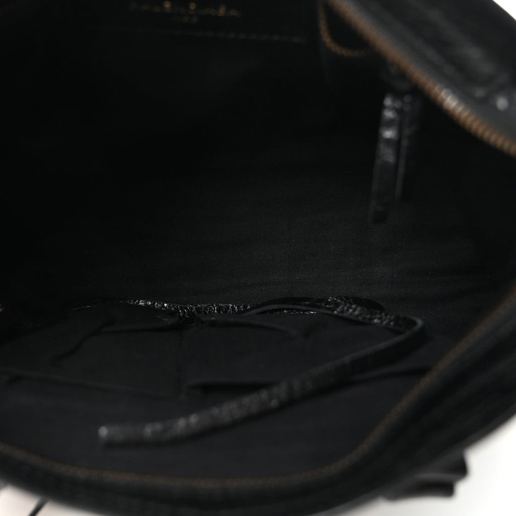 Agneau Classic Hardware S City Logo Strap Black White