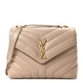 Calfskin Y Quilted Monogram Small Loulou Chain Satchel Dark Beige