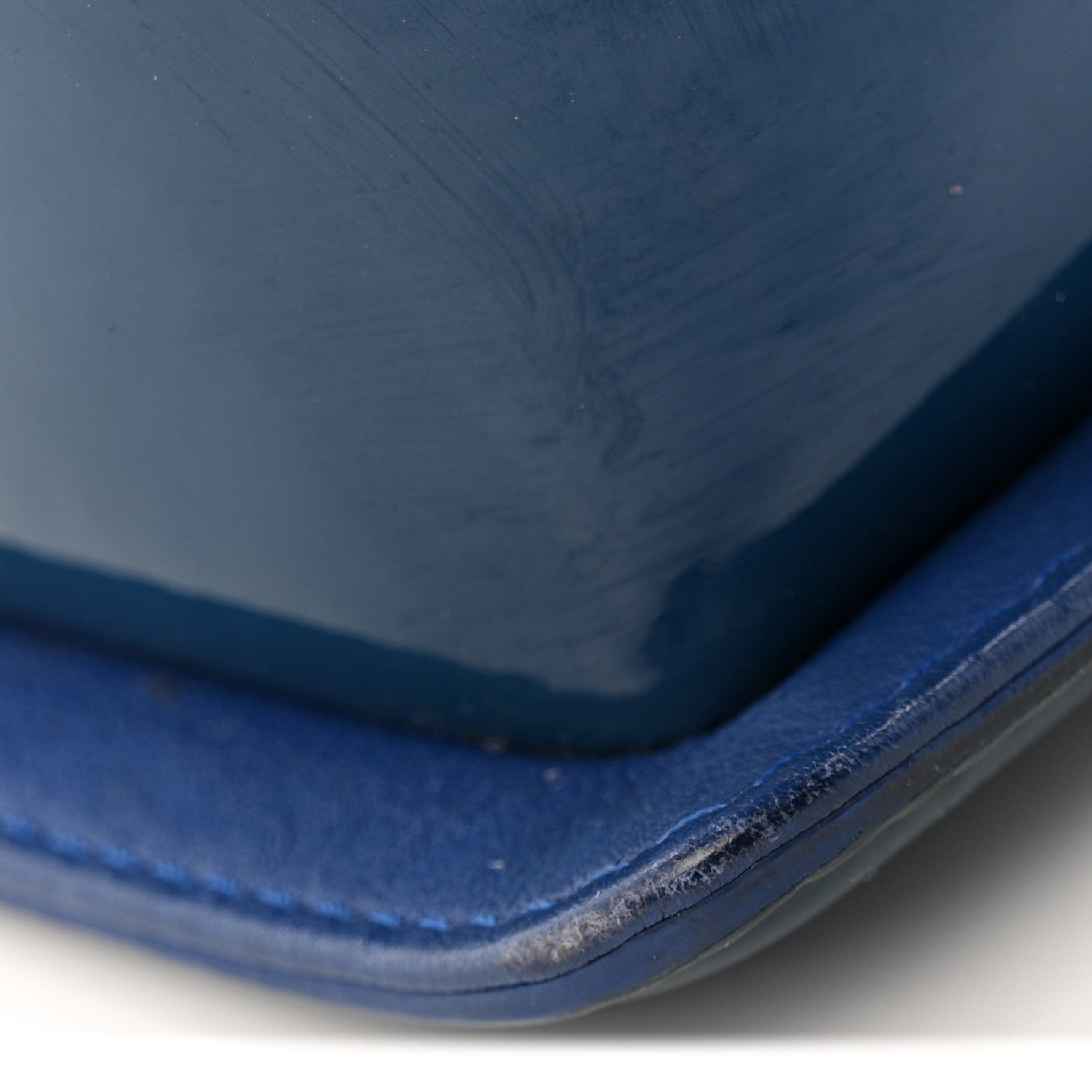 Patent Calfskin Quilted Medium Plexiglass Boy Flap Blue