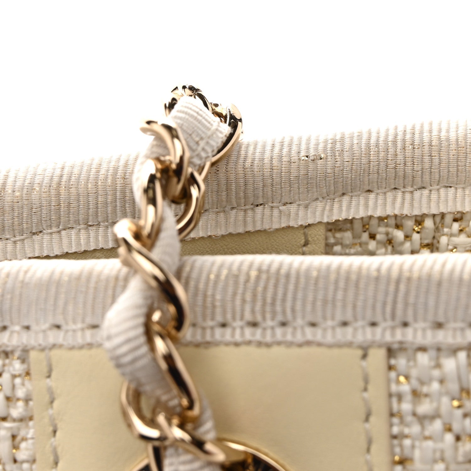 Lurex Boucle Mini Deauville Tote White
