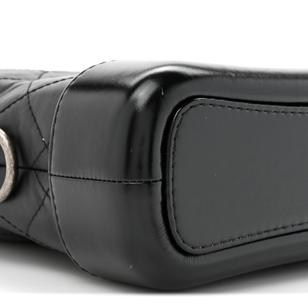 Aged Calfskin Quilted Small Gabrielle Hobo Black