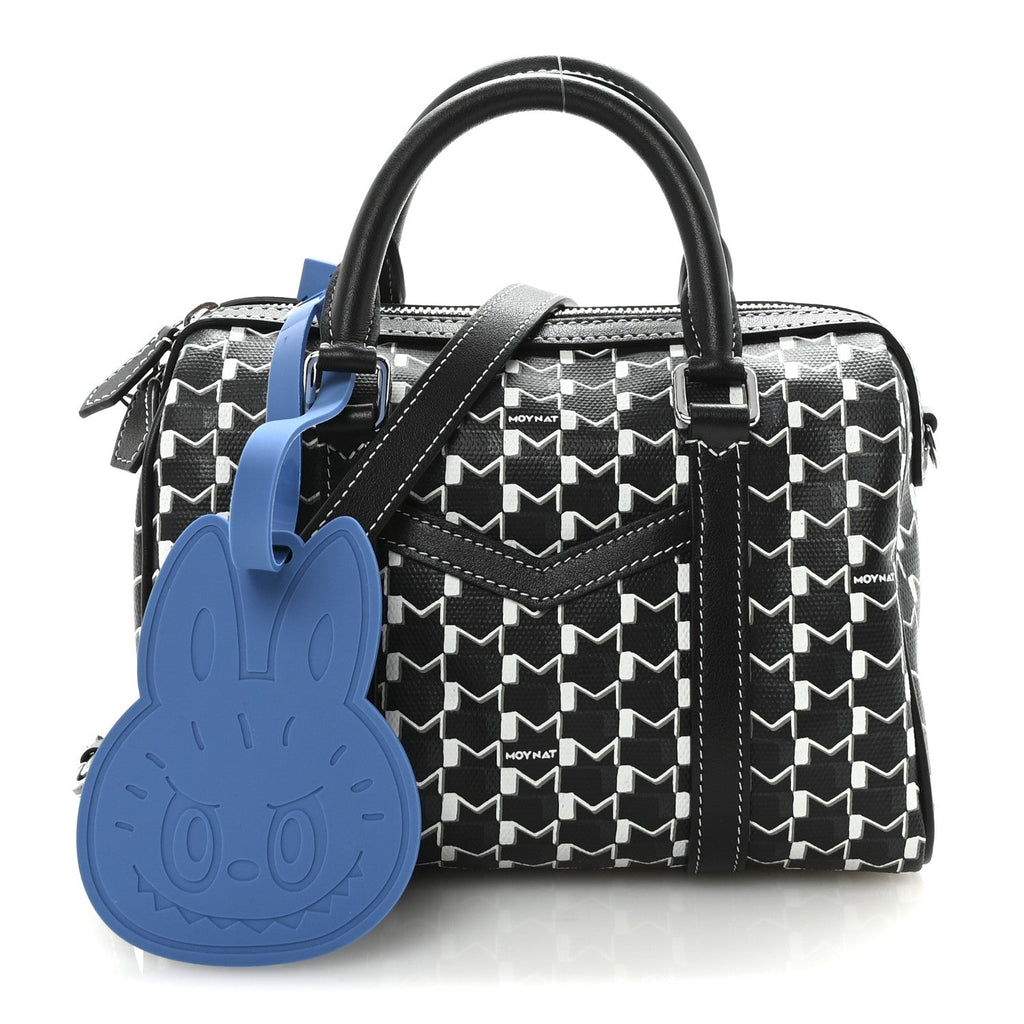 X KASING LUNG Calfskin Canvas M Labubu Boston Bag Black Multicolor
