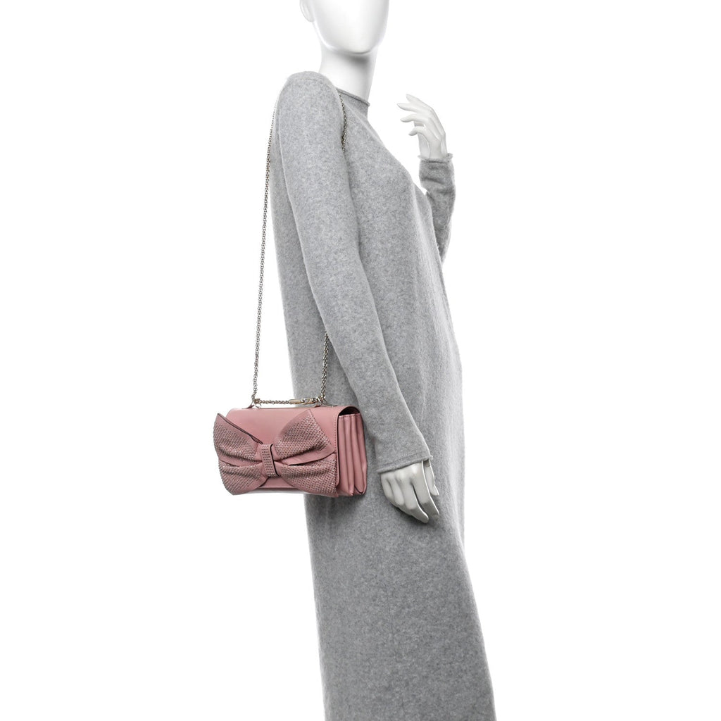 Nappa Bow Studded Shoulder Bag Pop Gardenia