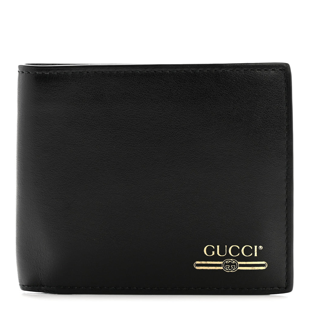 Plutone Calfskin Logo Bi-Fold Wallet Black