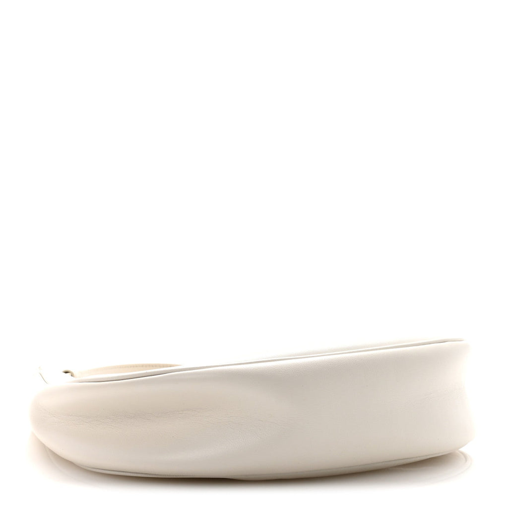 Smooth Calfskin Ava Logo Shoulder Bag White
