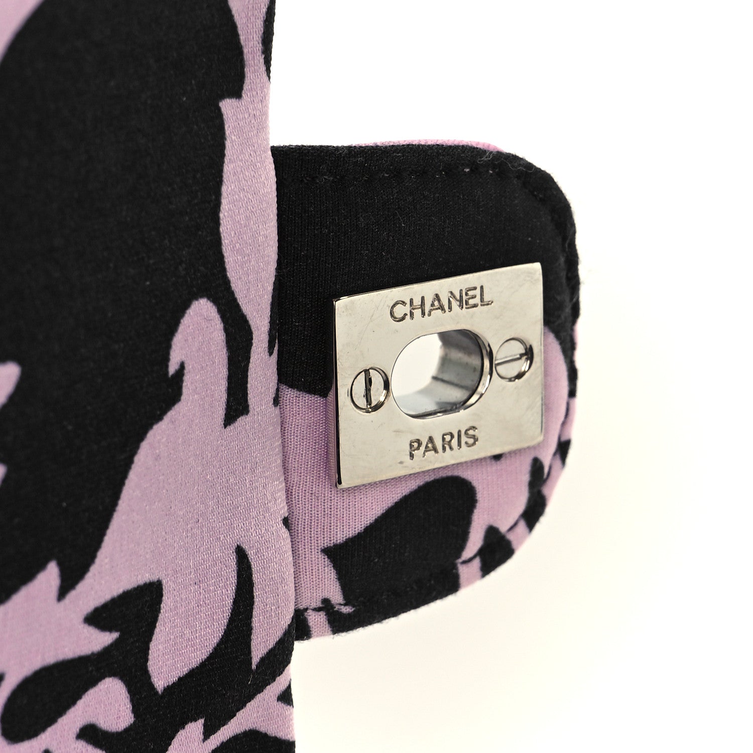 Printed Fabric East West Flap Black Pink