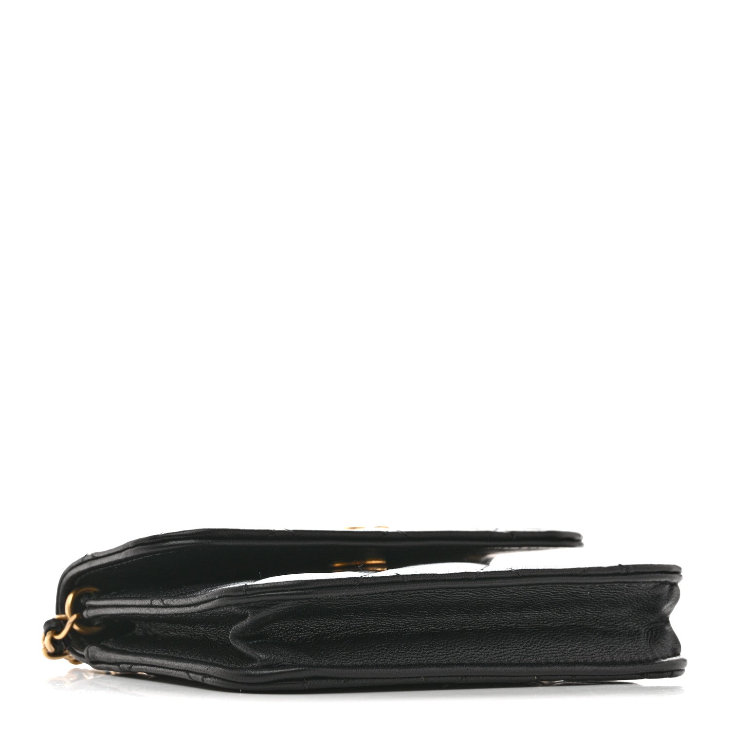 Lambskin Quilted Pearl Crush Clutch With Chain Black