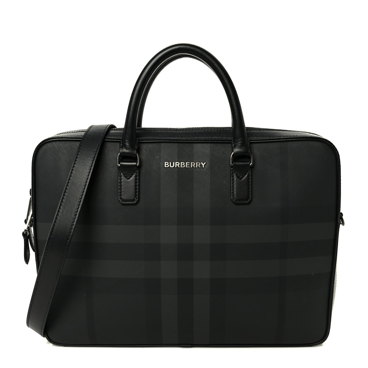 London Check Ainsworth Briefcase Dark Charcoal