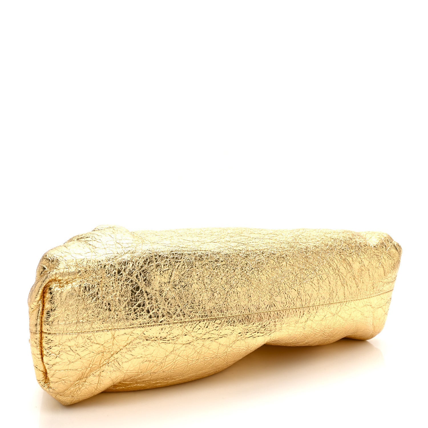 Metallic Crinkled Lambskin The Pouch Oversized Clutch Oro