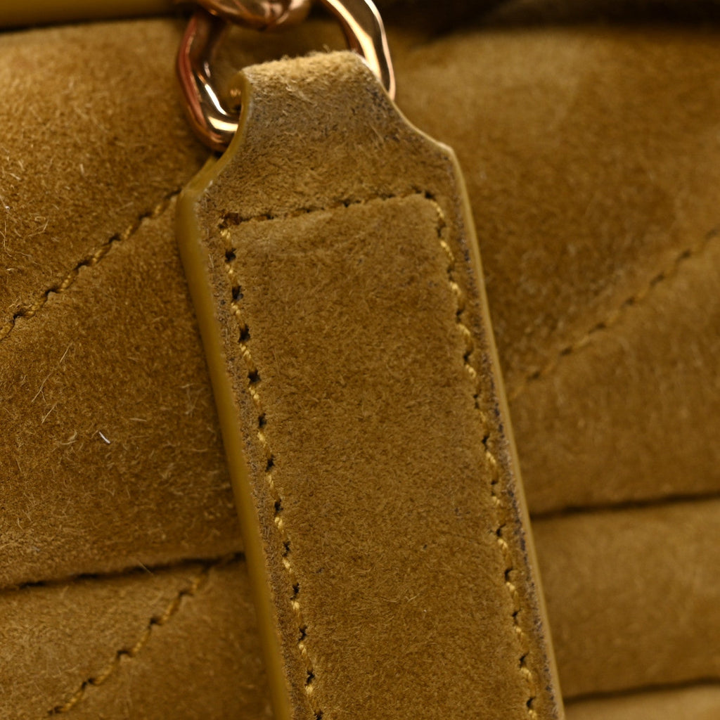 Suede Y Quilted Monogram Medium Loulou Chain Satchel Chartreuse