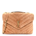 Suede Y Quilted Monogram Medium Loulou Chain Satchel Cinnamon