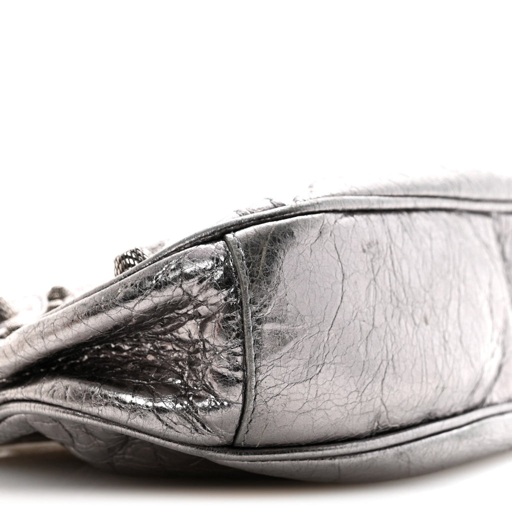 Metallic Agneau Arena Le Cagole Shoulder Bag XS Silver