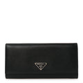 Saffiano Triangle Continental Flap Wallet Black