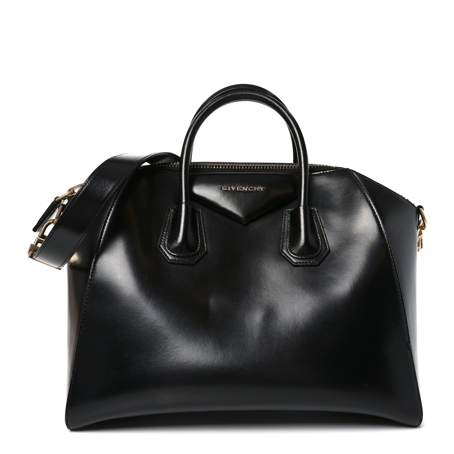 Shiny Lord Calfskin Medium Antigona Black