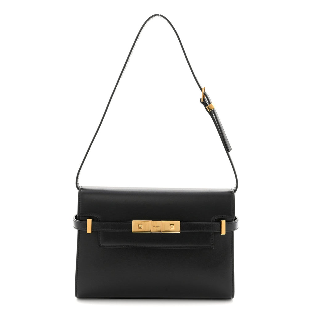 Smooth Calfskin Small Manhattan Shoulder Bag Black
