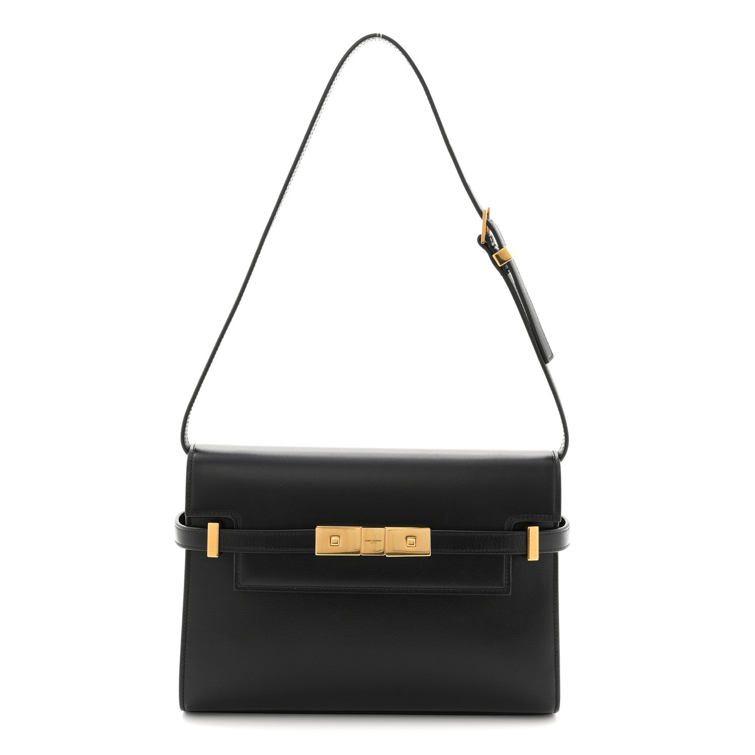 Smooth Calfskin Small Manhattan Shoulder Bag Black