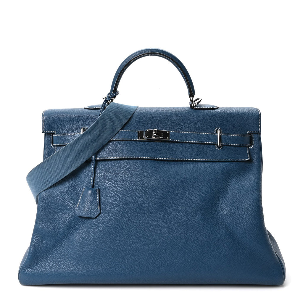 Taurillon Clemence Voyage Kelly 50  Bleu Agate