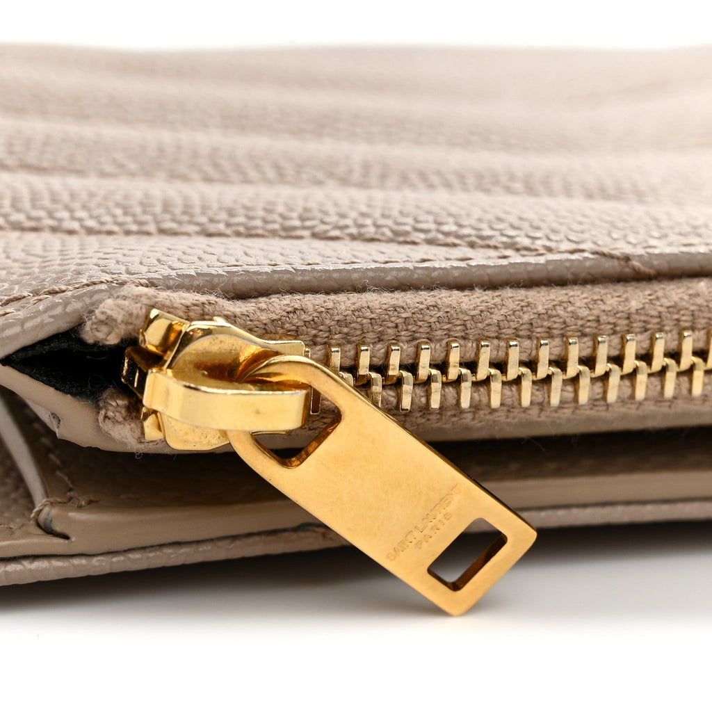 Grain De Poudre Matelasse Chevron Monogram Zipped  Case Dark Beige