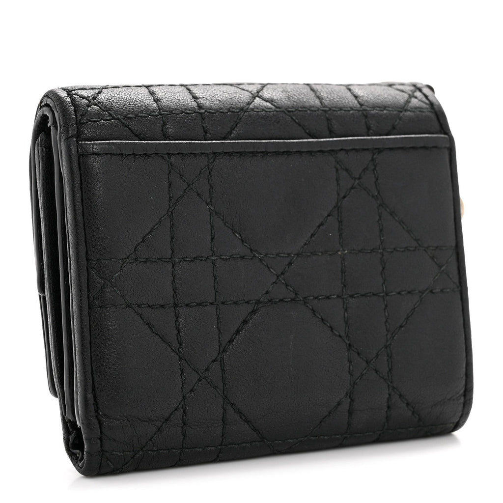Lambskin Cannage Lady Dior Lotus Wallet Black