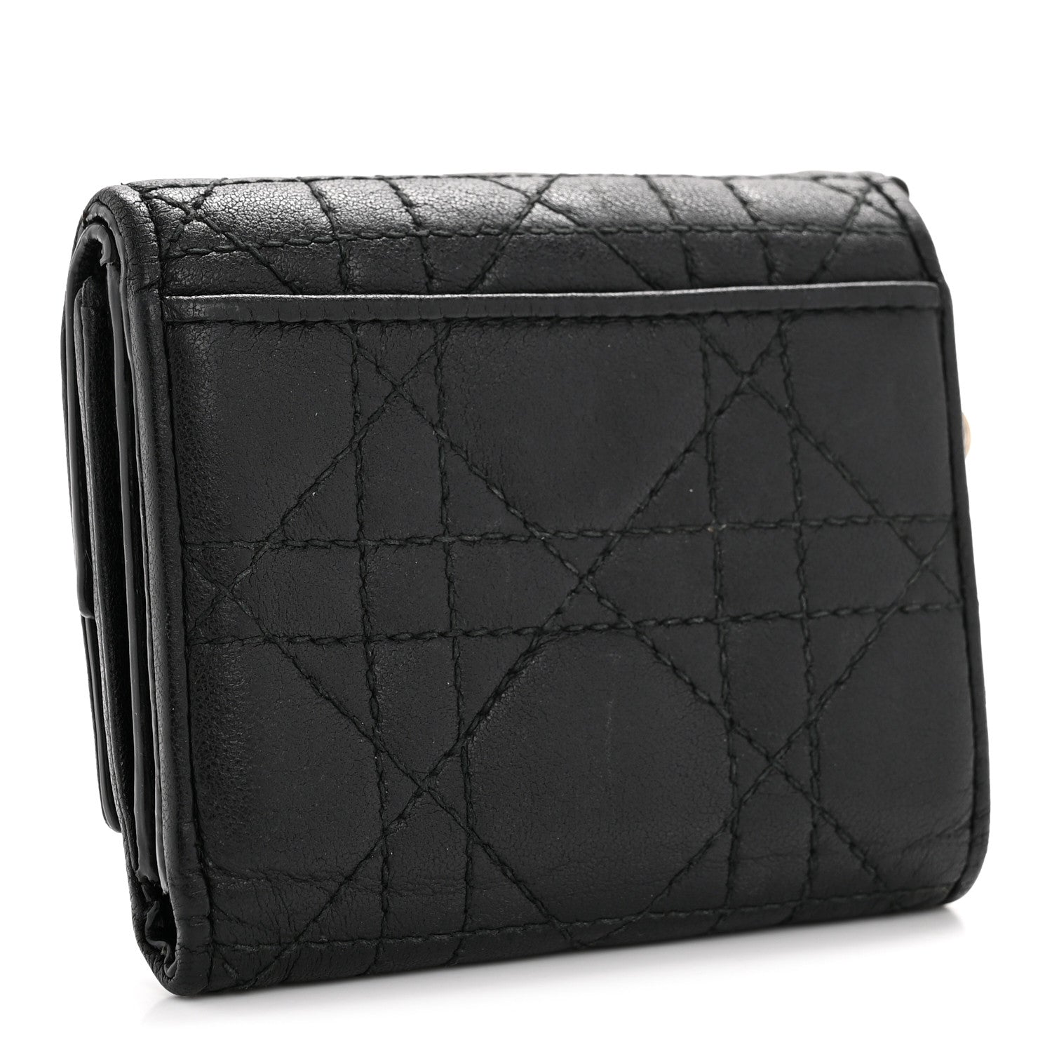Lambskin Cannage Lady Dior Lotus Wallet Black
