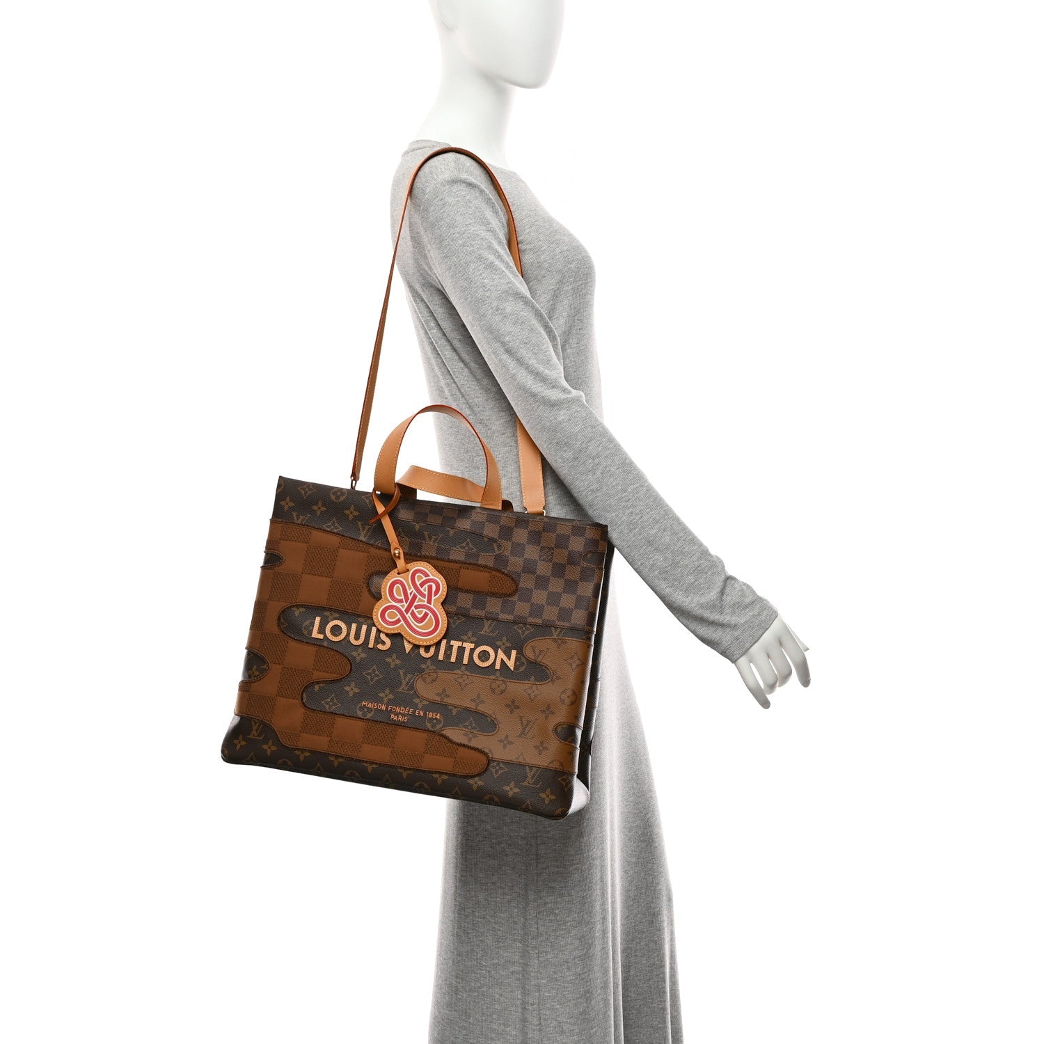 Monogram Landscape Shopper Tote MM Brown