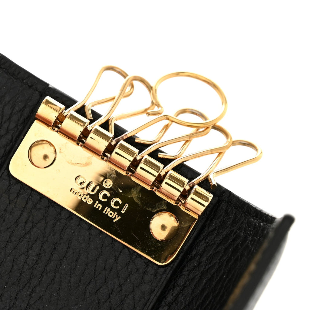 Dollar Calfskin GG Supreme Monogram GG Marmont 6 Key Holder Case Black Beige Ebony