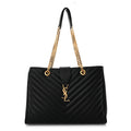 Grain De Poudre Matelasse Chevron Monogram Shopping Bag Black
