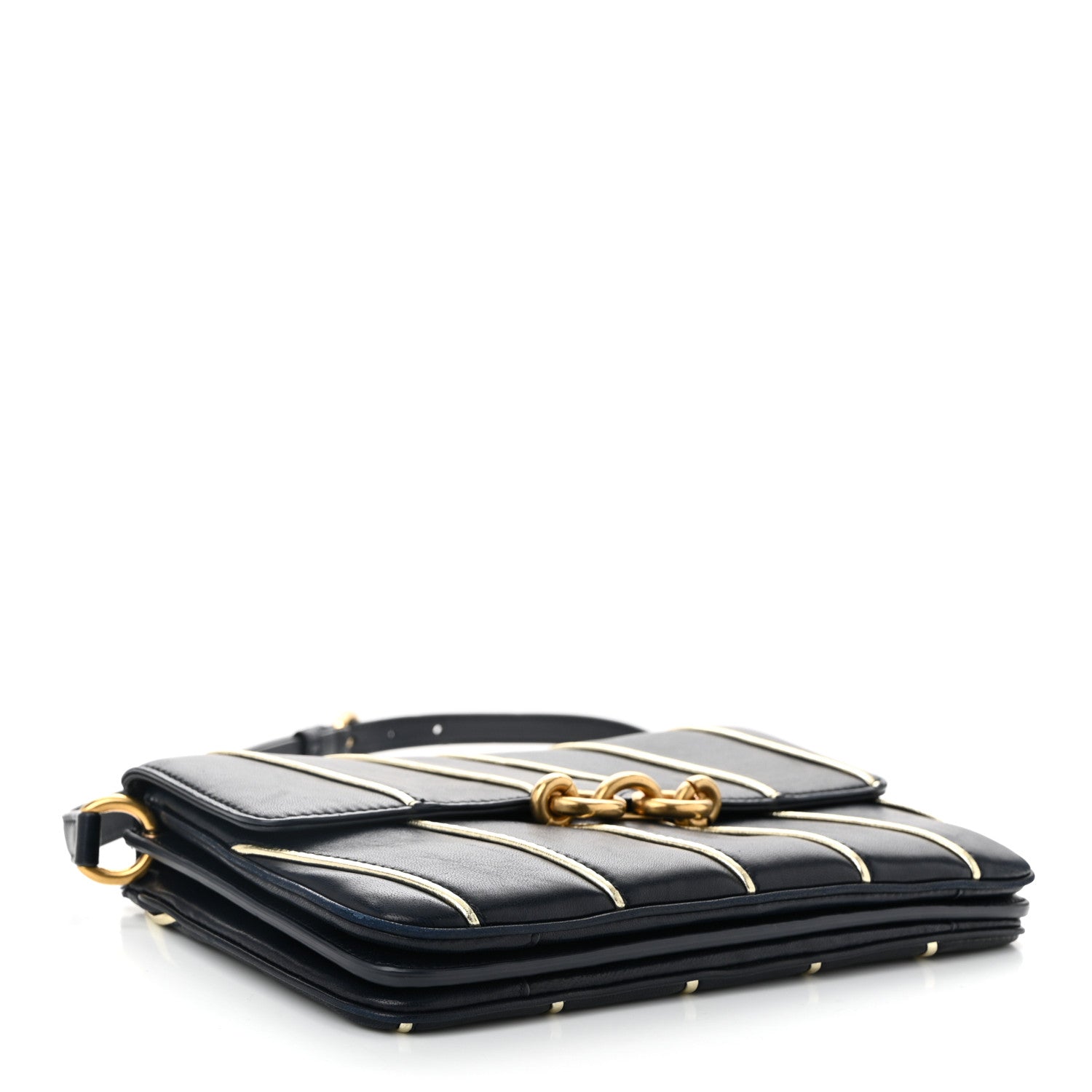 Lambskin Quilted Le Maillon Satchel Marine
