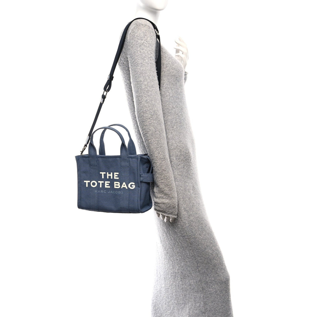 Cotton Canvas Small The Traveler Tote Bag Blue