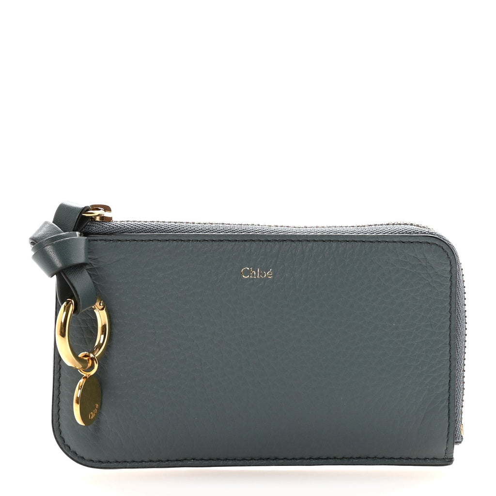 Grained Calfskin Alphabet Zip  Holder Cloudy Blue
