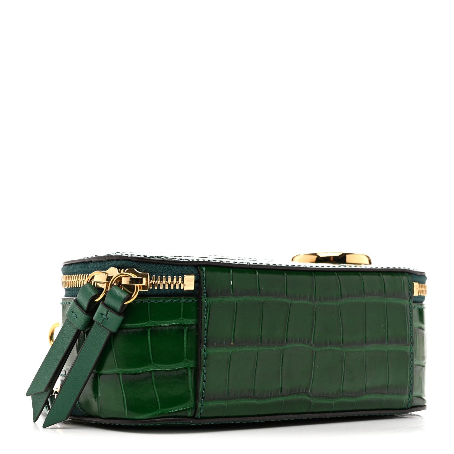 Calfskin Crocodile Embossed Mini C Vanity Bag Woodsy Green